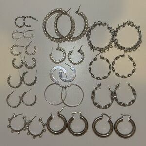 Silver Earrings! - 16 Pairs Total (2 Duplicates)